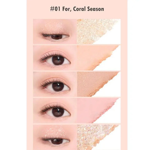 CLIO - TWINKLE POP Pearl Gradation All Over Palette - #01 For Coral Season Miro Paris